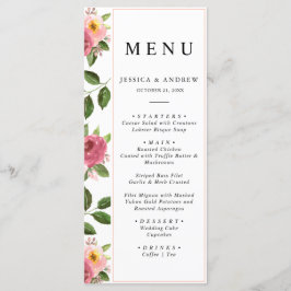 Menu Mariage d'aquarelle rose pâle