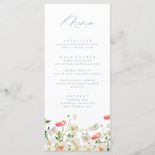 Menu Mariage d'aquarelle Spring Peony