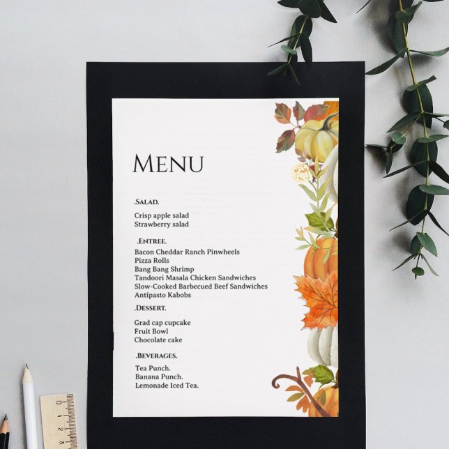 Menu Mariage d'automne Citrouille mariage feuilles d'au (Créateur téléchargé)