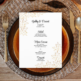 Menu Mariage de automne bordure feuille d'érable