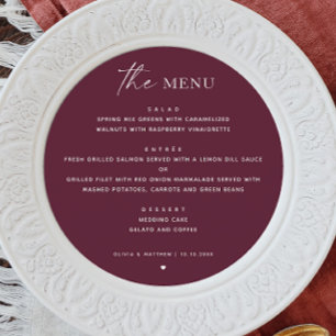 Menu Mariage de automne Bourgogne. Cercle minimal de pr