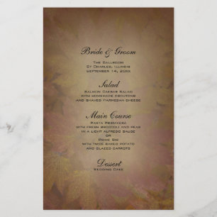 Menu Mariage de automne Feuille de l'érable coloré