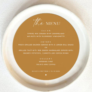 Menu Mariage de automne jaune moutarde Cercle minimal