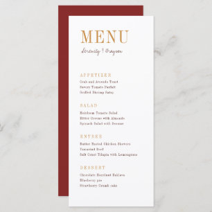 Menu Mariage de automne minimaliste de typographie mode