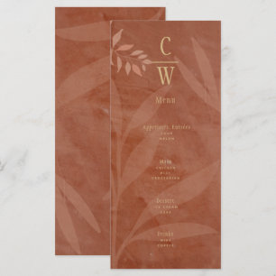 Menu Mariage de automne moderne Feuilles d'or en terre 