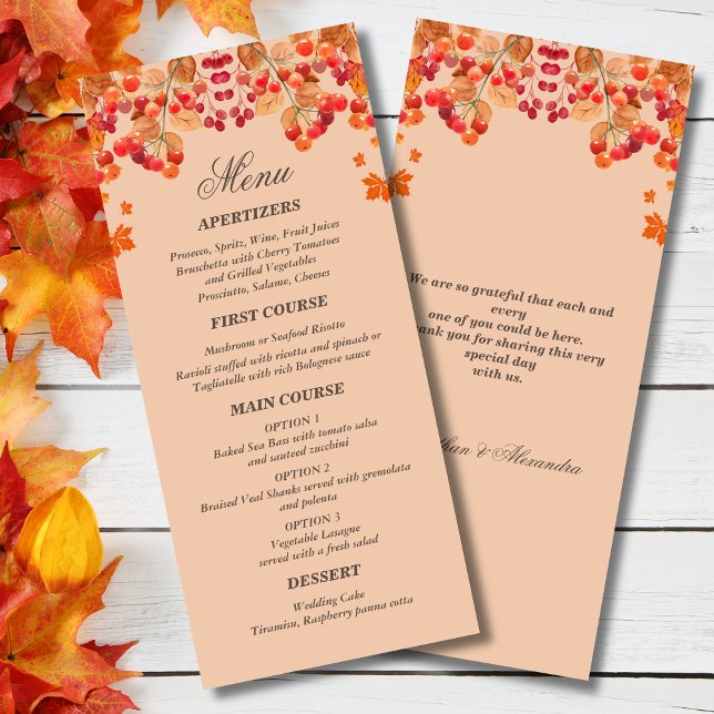 Menu Mariage de automne Rustique Automne (Créateur téléchargé)