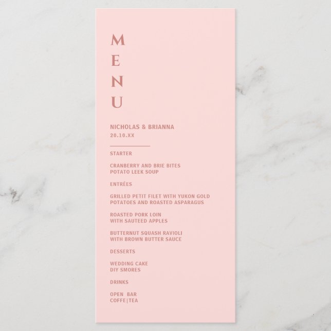 Menu Mariage de bloc minimal (Devant)
