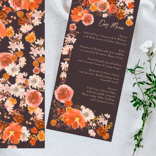 Menu Mariage de bouquet de charpente de fleurs orange b
