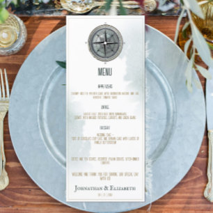 Menu Mariage de boussole marine vintage