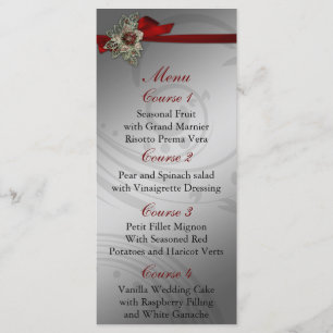 Menu Mariage de broche vintage ruban Red FAUX