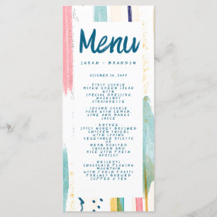 Menu Mariage de brosse coloré moderne Abstrait