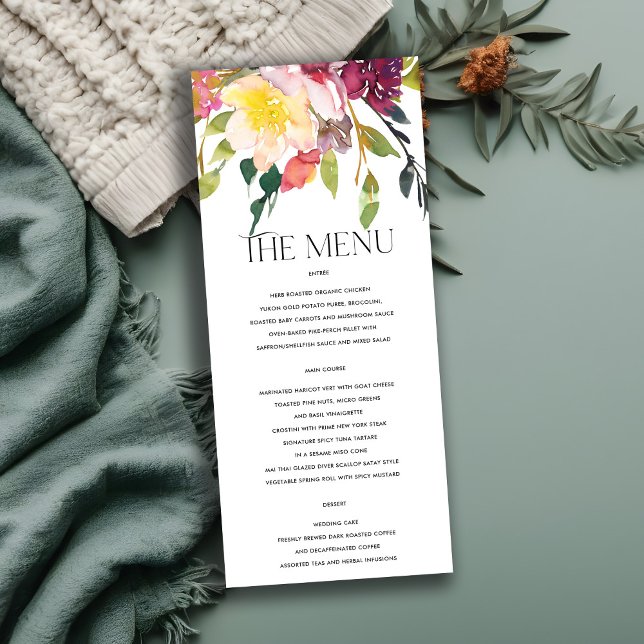 MENU MARIAGE DE BUNCH FLORAL BURGUNDY JAUNE CLAIR (Créateur téléchargé)