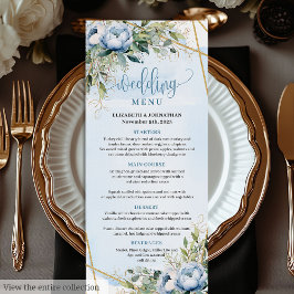 Menu Mariage de cadre de Parties scintillant bleu or in