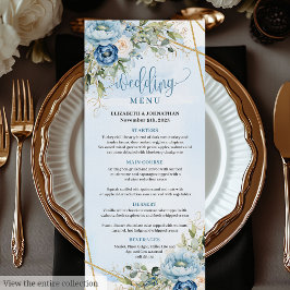 Menu Mariage de cadre rustique Dusty Blue Green