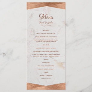 Menu Mariage de calligraphie en cuivre de marbre géomét