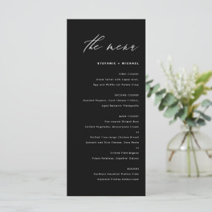 Menu Mariage de calligraphie noir et blanc
