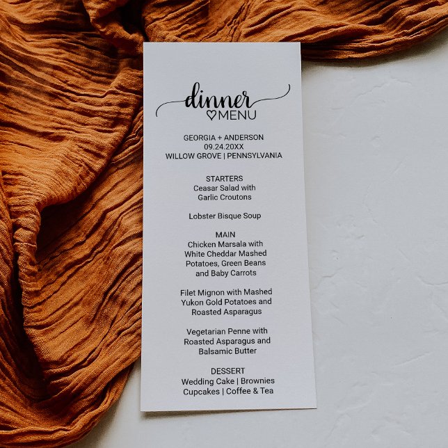 Menu Mariage de calligraphie noire simple (Créateur téléchargé)