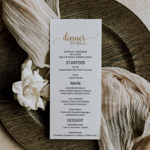 Menu Mariage de calligraphie or simple