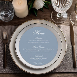 Menu Mariage de calligraphie simple bleu foncé