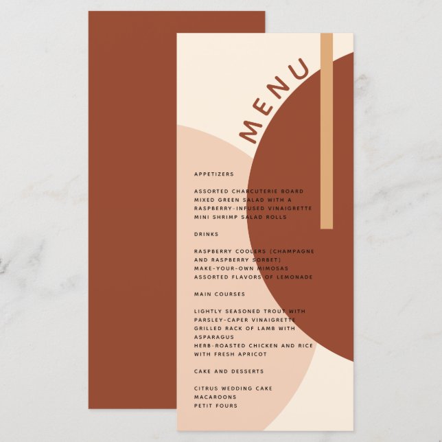 Menu Mariage de cercles Abstraits de Boho moderne (Devant / Derrière)