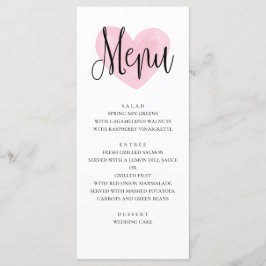 Menu mariage de coeur rose. Dîner romantique et mo