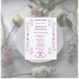 Menu Mariage de conception de défilement de cloches vio