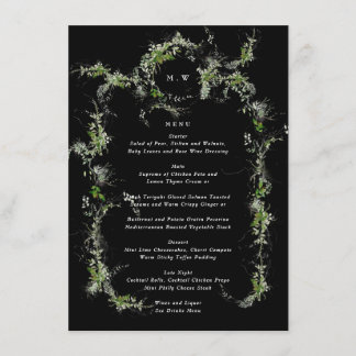 Menu Mariage de couronnes Eucalyptus Monogramme noir Pr