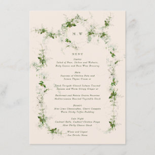 Menu Mariage de crème Monogram Eucalyptus