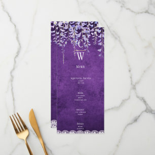Menu Mariage de dentelle moderne violet