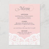 Menu Mariage de dentelle rose vif