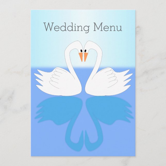 Menu Mariage de design Swans (Devant)