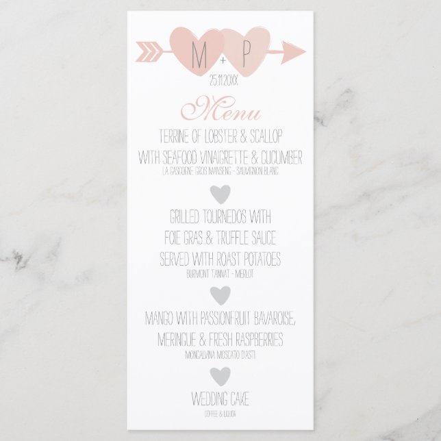 Menu Mariage de deux coeurs (Devant)