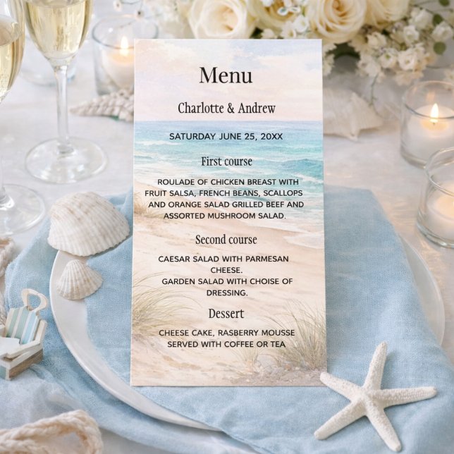 Menu Mariage de dîner côtier de plage (Créateur téléchargé)