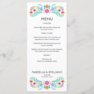 Menu Mariage de douche Fiesta Floral