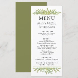 Menu Mariage de feuillage vert