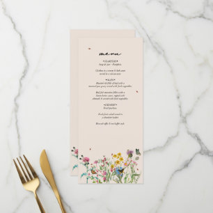 Menu Mariage de Fleur sauvage d'aquarelle Jardin & Inse
