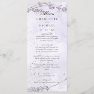 Menu mariage de fleurs de lavande d'aquarelle