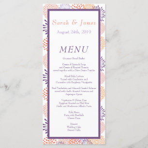 Menu Mariage de fleurs florales de violet et de corail
