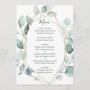 Menu Mariage de Foliage Géométrique Or