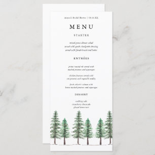Menu Mariage de forêt de pins d'aquarelle