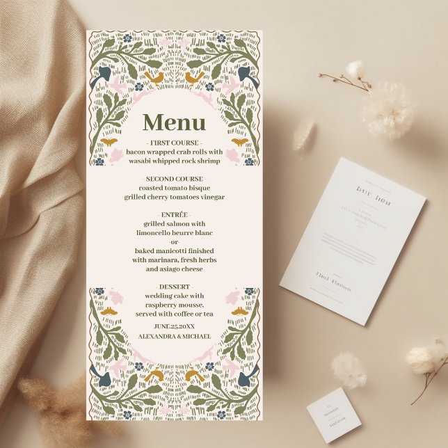 Menu Mariage de fougère rustique verte (Créateur téléchargé)