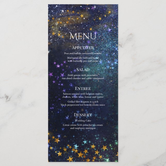Menu Mariage de Galaxie céleste de la nuit étoilée (Devant)