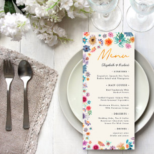 Menu Mariage de jardin bohème chic beige aux fleurs sau