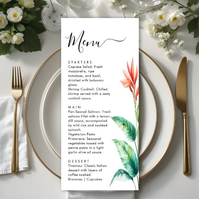 Menu Mariage de jardin botanique de feuilles de verdure (Créateur téléchargé)