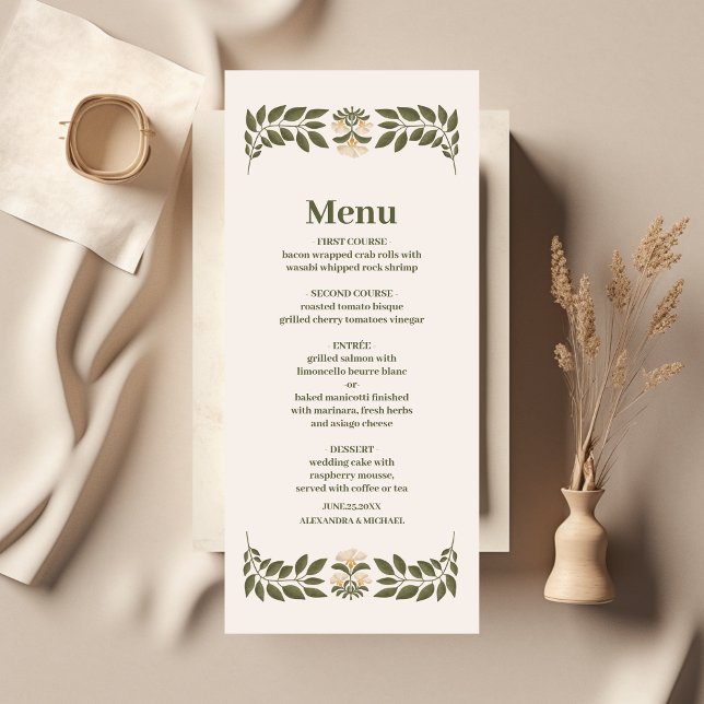 Menu Mariage de jardin botanique Fleur sauvage simple (Créateur téléchargé)
