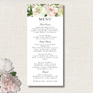 Menu Mariage de jardin élégant aux pivoines blanches et
