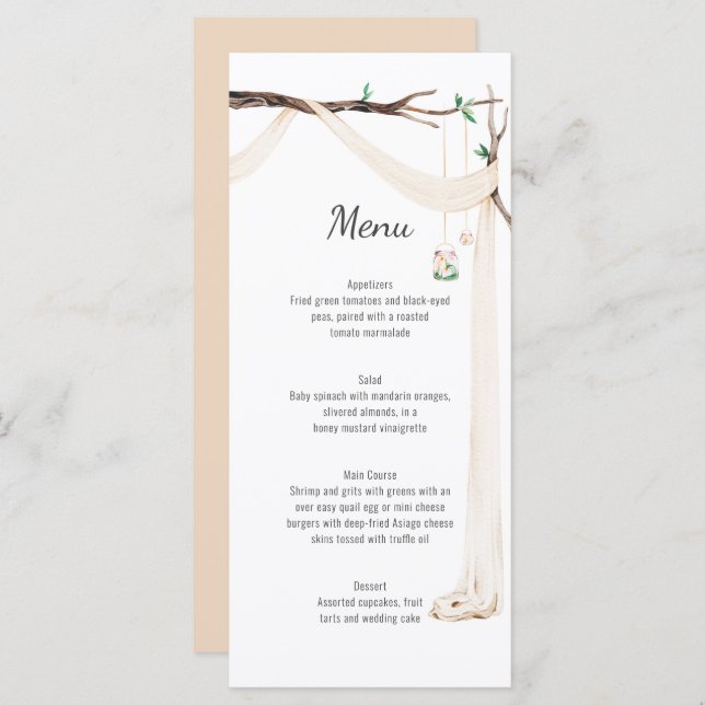 Menu Mariage de la branche Arbre de Draps Beige Ru (Devant / Derrière)