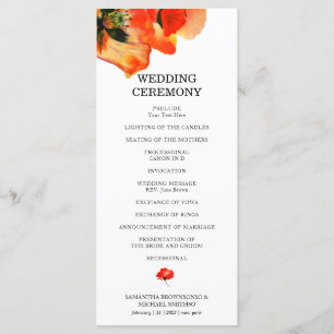 Menu Mariage de la cérémonie de peinture à l'aquarelle