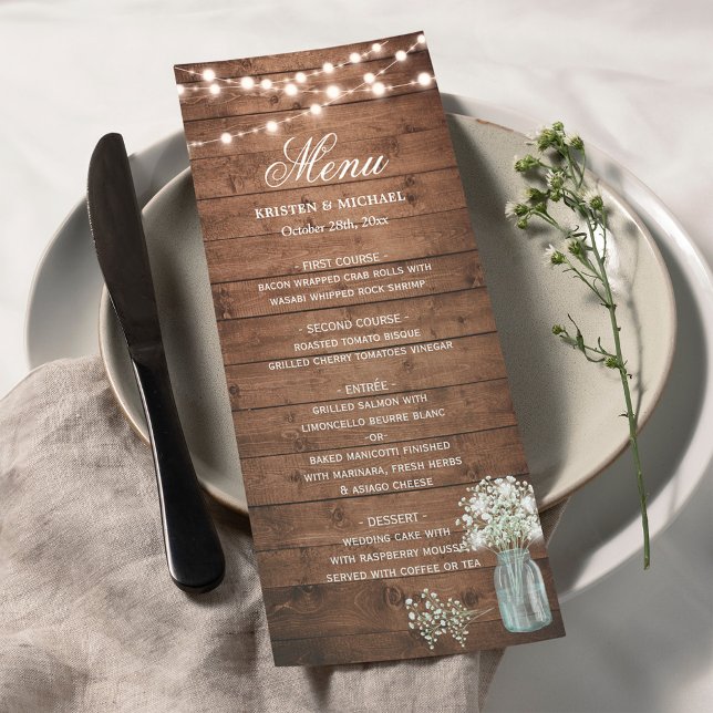 Menu Mariage de la chaîne Jar de mason de respirat (Créateur téléchargé)