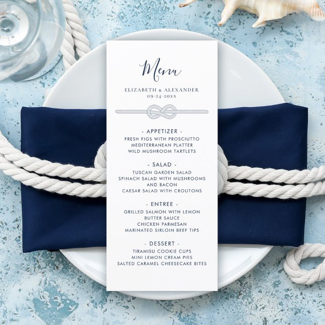 Menu Mariage de la marine blanche à noeud nautique (Créateur téléchargé)